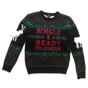 Festive Black and Red Women's Turtleneck Sweater